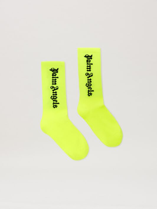 PALM ANGELS  Socken mit Logo YELLOW FLUO BLACK PBRA005S25KNI001
