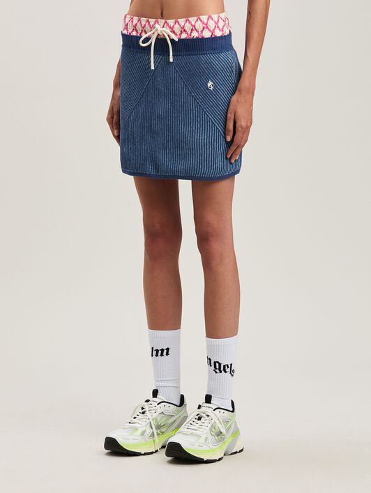 PALM ANGELS  Rib Mini Skirt INDIGO BLUE - LIGHT BLUE PWHL014S25KNI001
