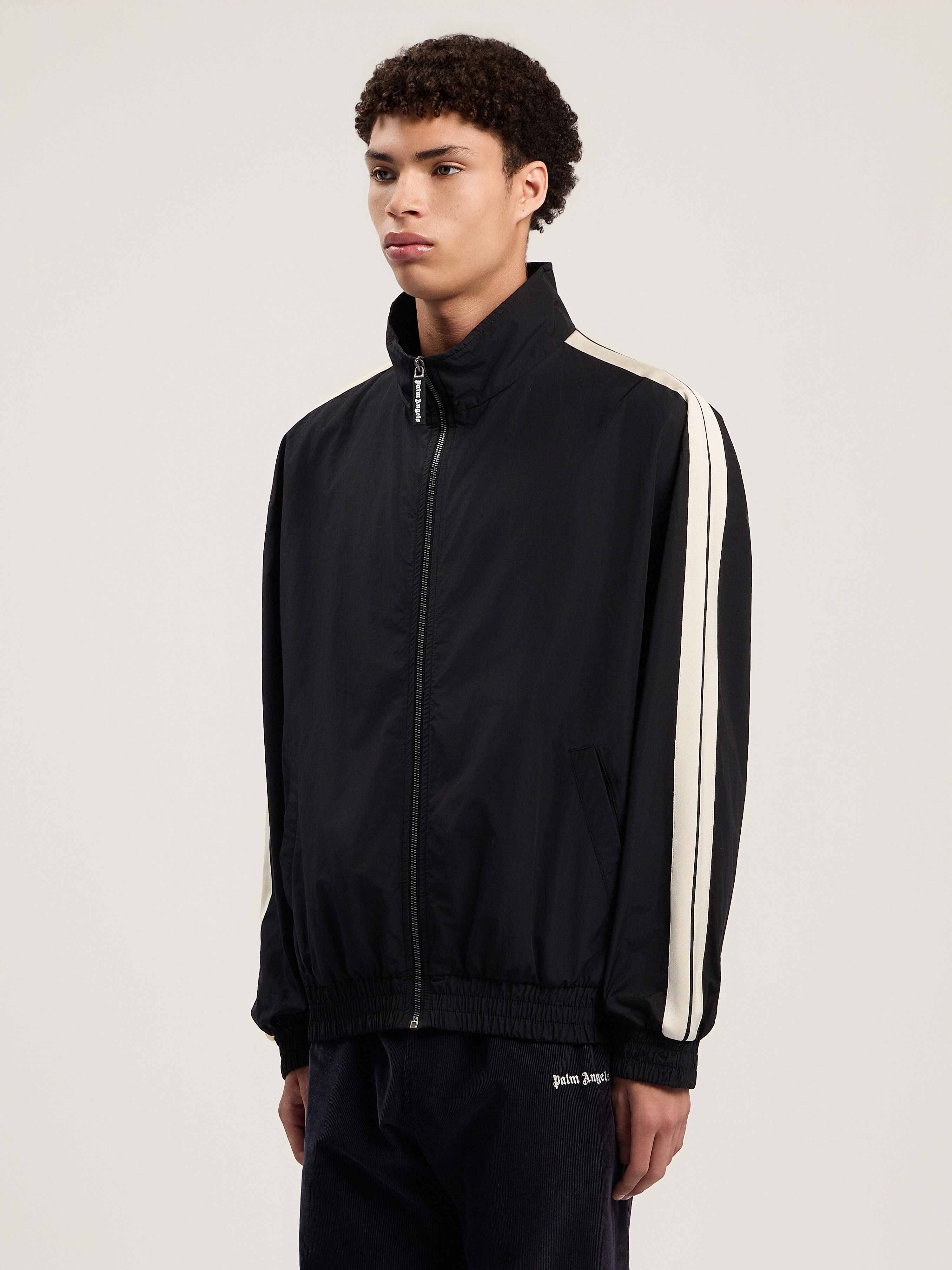 PALM ANGELS Classic Logo Trk Windbreaker BLACK - OFF WHITE PMEB029F25FAB001
