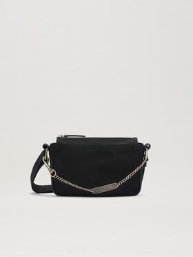 PALM ANGELS  Metallic logo plate croosbody bag BLACK/PEARL PMNA07BS25FAB001