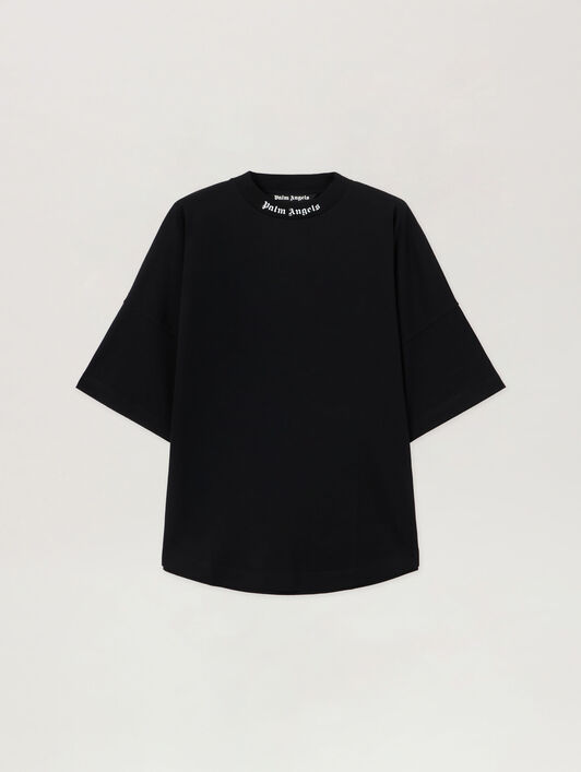 Classic Logo Over Tee PALM ANGELS Classic Logo Over Tee BLACK WHITE PMAA002C99JER001