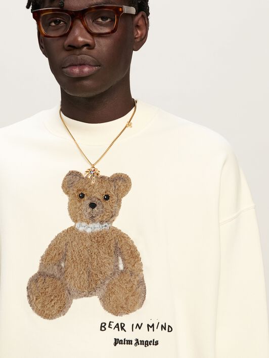 PALM ANGELS  Bear in Mind Patch Sweatshirt OFF WHITE - BROWN PMBA026S25FLE003