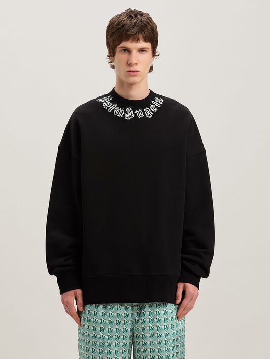 PALM ANGELS  Flame logo Sweatshirt NERO - OFF WHITE PMBA026S25FLE002