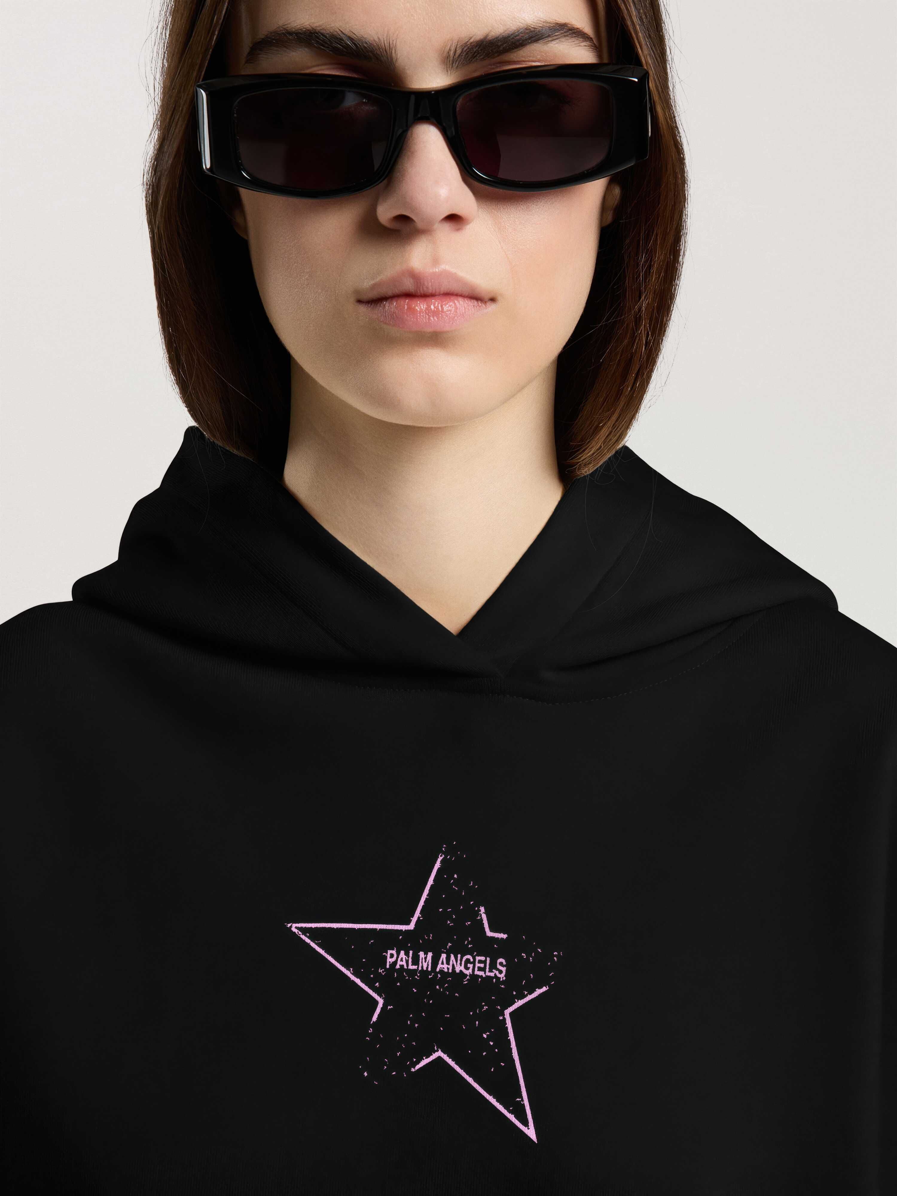 Icon Palm Loose Hoodie PALM ANGELS Icon Palm Loose Hoodie BLACK - PINK PAWBB05W26FL02