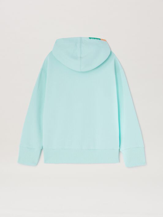 PALM ANGELS  Multicolor embroidered hoodie SKY BLUE GREEN PBBB012S25FLE001