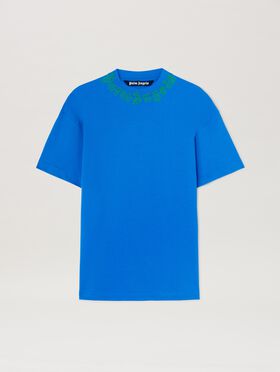 PALM ANGELS  Flame logo T-shirt YELLOW - BLUE PMAA001S25JER001