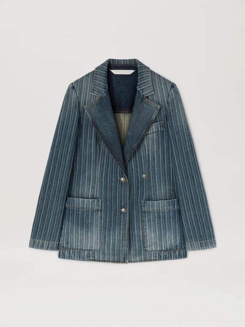 PALM ANGELS  Laser pinstriped denim blazer LIGHT BLUE - WHITE PWYE041S25DEN001