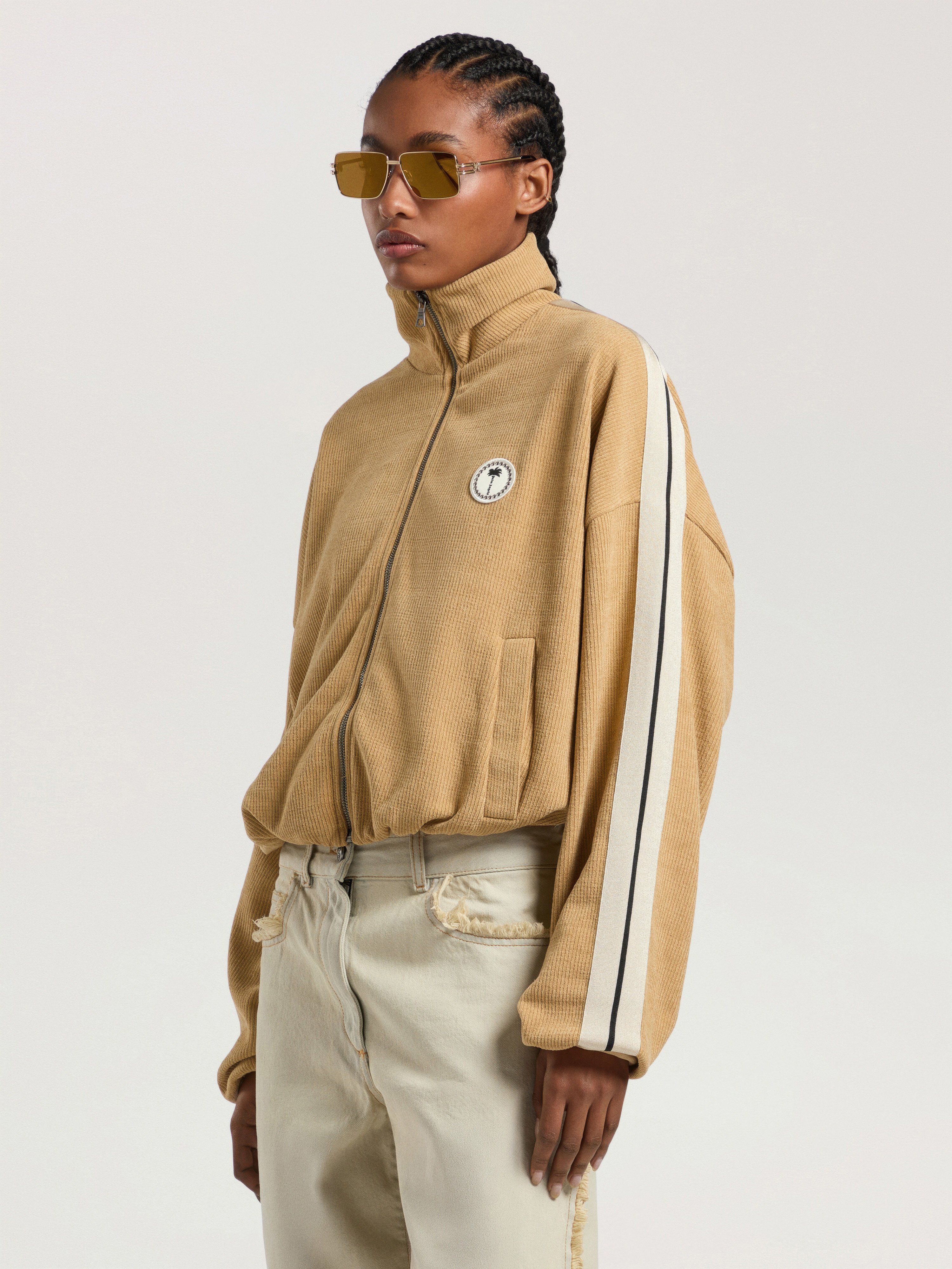 Palm Tree Chenille Track Jacket PALM ANGELS Palm Tree Chenille Track Jacket KAKI - OFF WHITE PAWBD04W26FB01