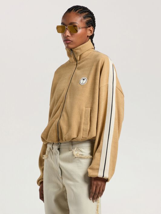 Palm Tree Chenille Track Jacket PALM ANGELS Palm Tree Chenille Track Jacket KAKI - OFF WHITE PAWBD04W26FB01