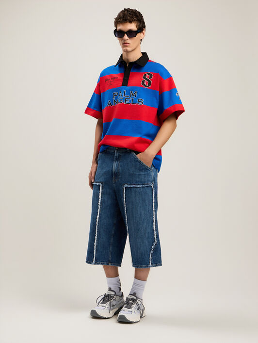 PALM ANGELS Curved Logo Skater Shorts MEDIUM BLUE MEDIUM BLUE PMYC00AS26DEN002