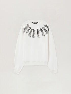 PALM ANGELS Big Neck Logo Loose Sweatshirt OFF WHITE BLACK PMBA08JS26FLE001