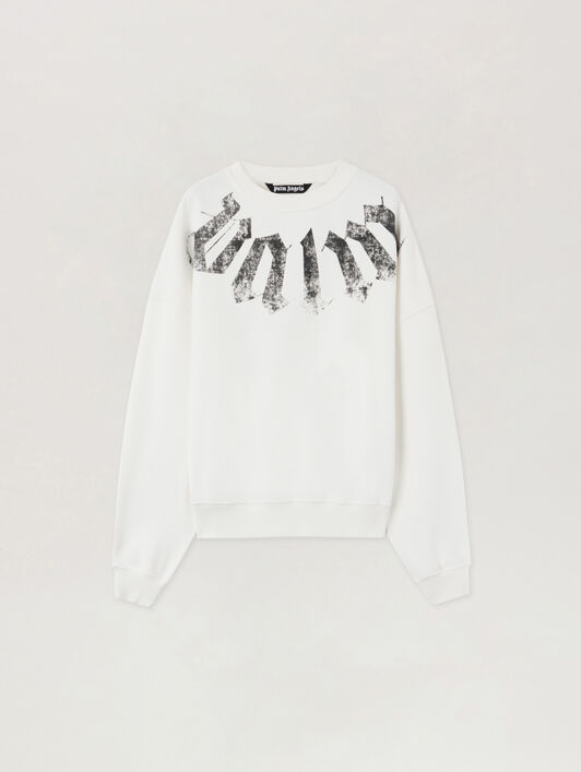 PALM ANGELS Big Neck Logo Loose Sweatshirt OFF WHITE BLACK PMBA08JS26FLE001