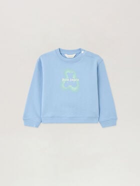 PALM ANGELS Spray Bear Crewneck CELESTE/LIGHT BLUE PBXC001S26FLE001