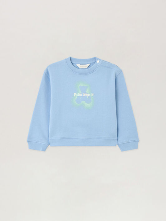 PALM ANGELS Spray Bear Crewneck CELESTE/LIGHT BLUE PBXC001S26FLE001