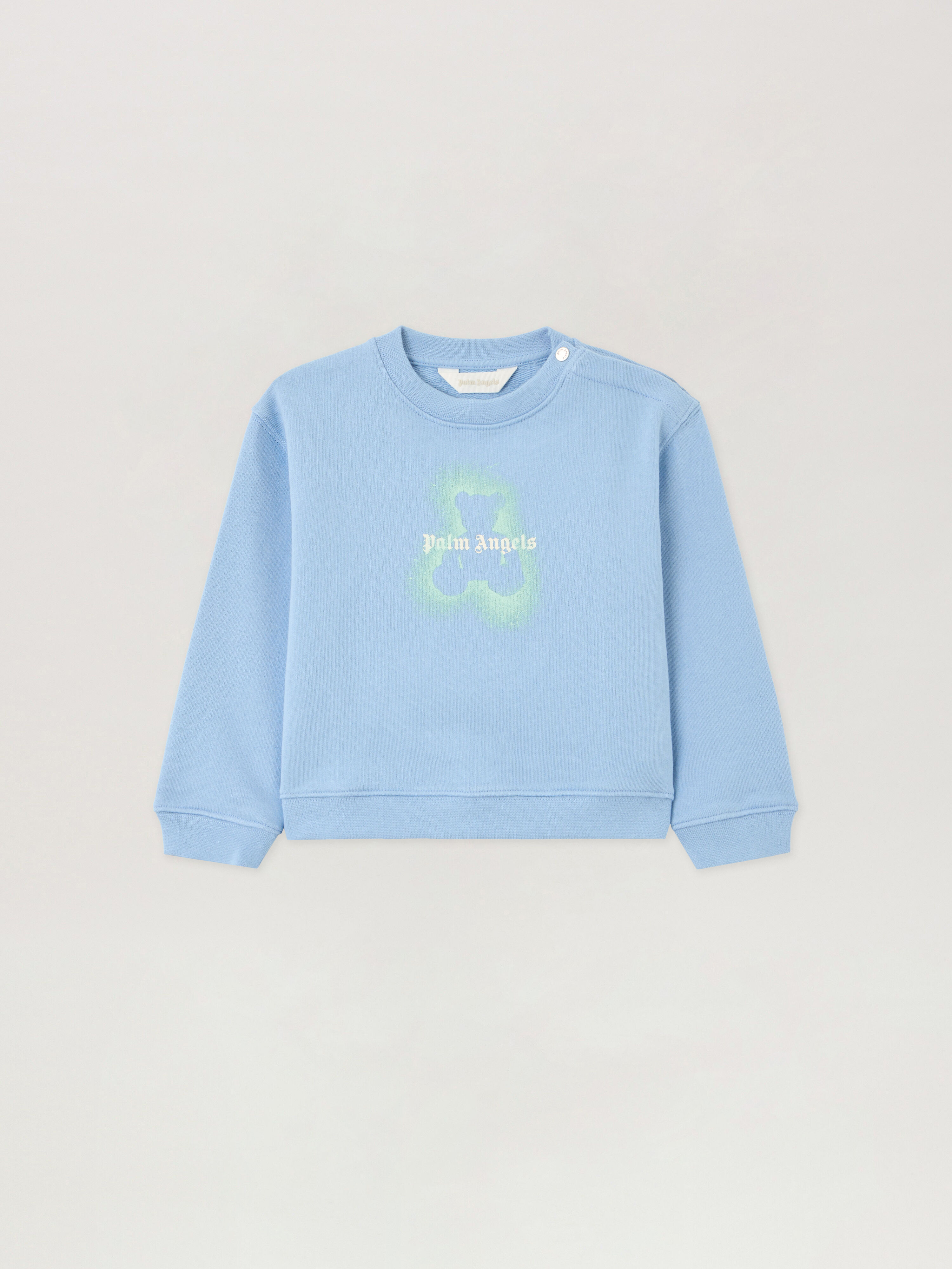 PALM ANGELS Spray Bear Crewneck CELESTE/LIGHT BLUE PBXC001S26FLE001