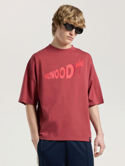 PALM ANGELS Sunset Blvd Palm Loose T-Shirt BRICK RED - RED PAMAA03W26JR07