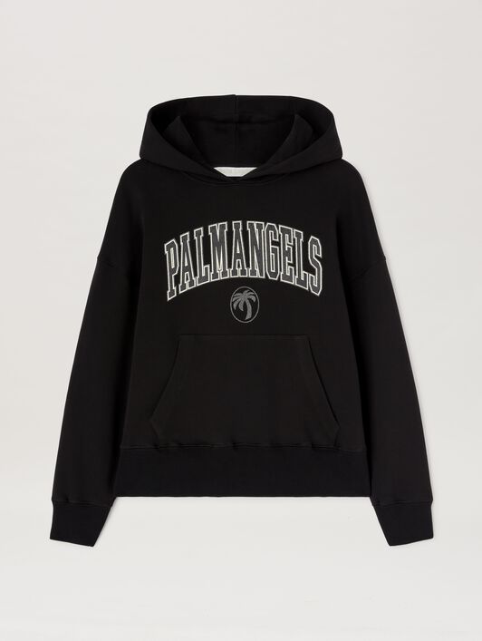 PALM ANGELS  College Hoodie BLACK - IVORY PWBB023S25FLE001