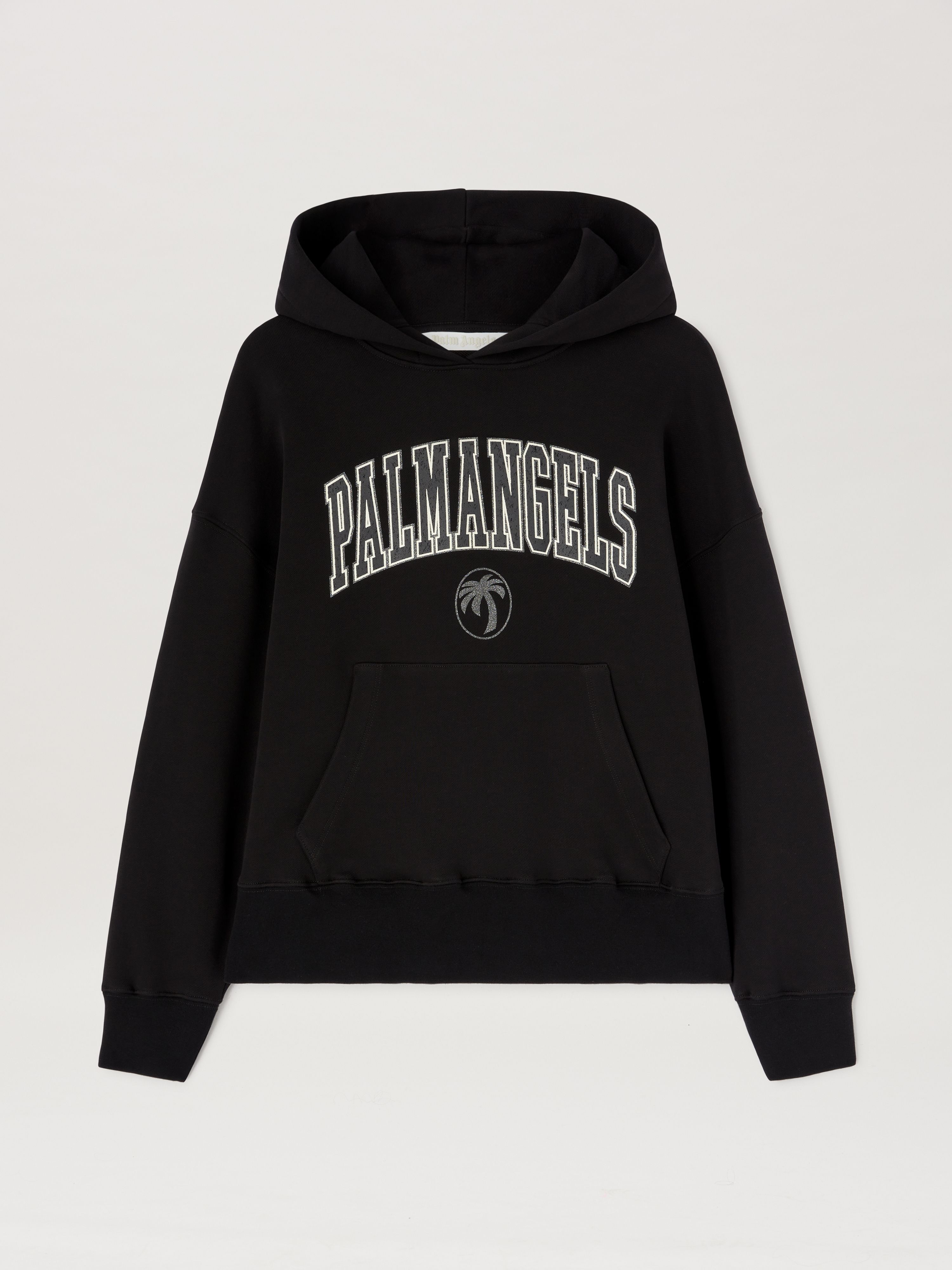 PALM ANGELS  College Hoodie BLACK - IVORY PWBB023S25FLE001