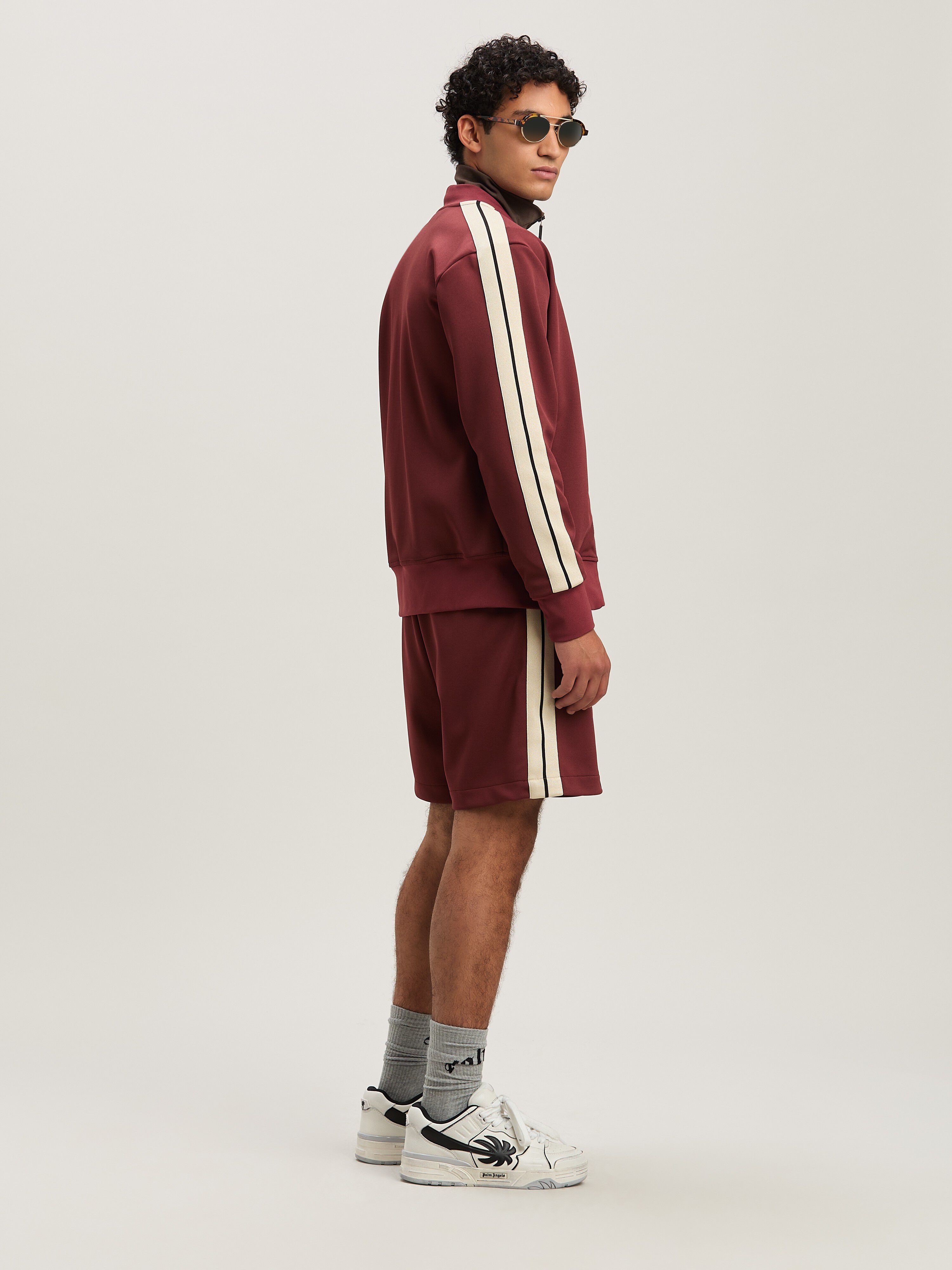 PALM ANGELS  Embroidered Logo Track Jacket BURGUNDY - OFF WHITE PMBD061S25FAB001