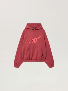 PALM ANGELS Sunset Blvd Palm Loose Hoodie BRICK RED - RED PAMBB04W26FL02