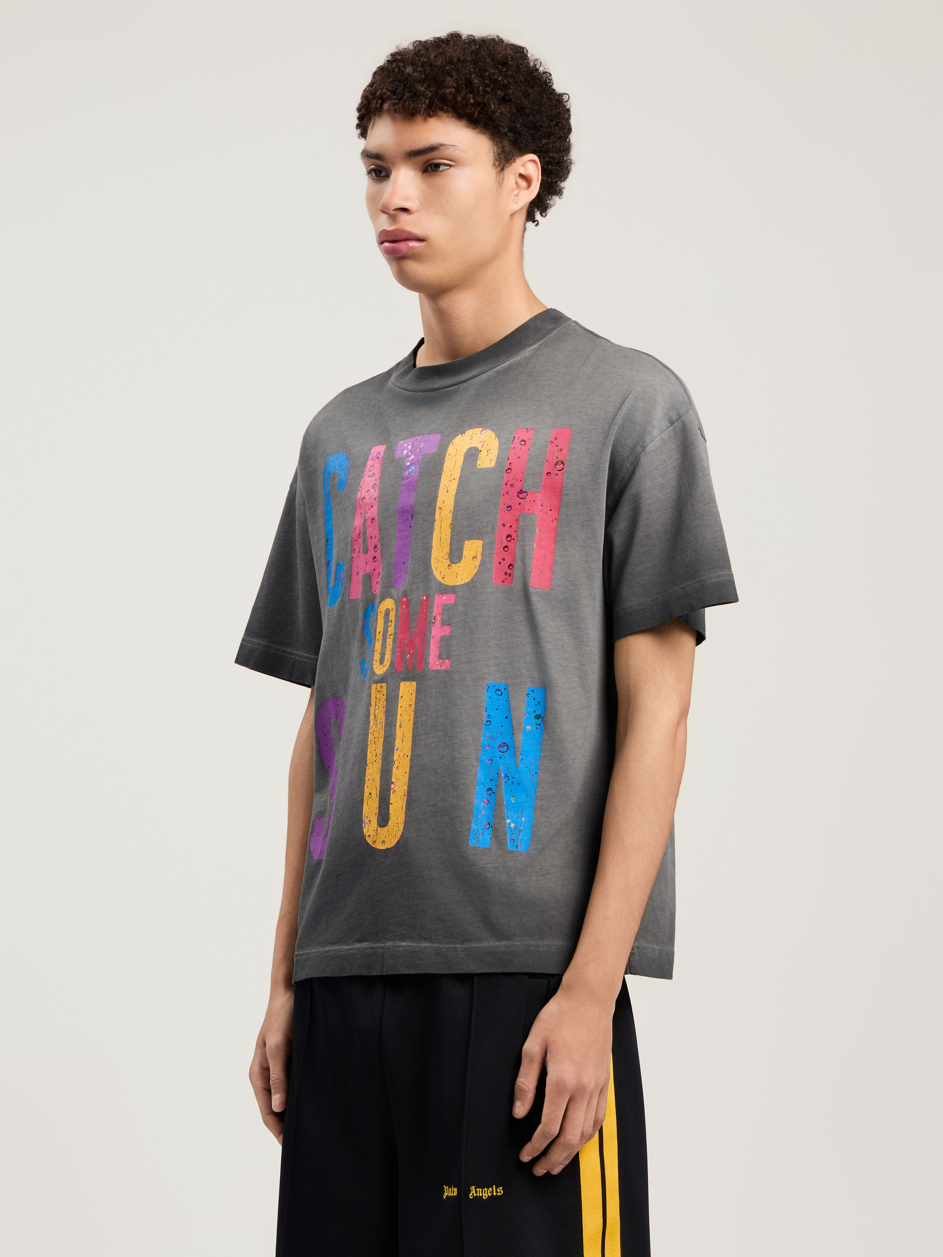 PALM ANGELS Catch Some Sun T-Shirt BLACK - MULTICOLOR PMAA109F25JER001