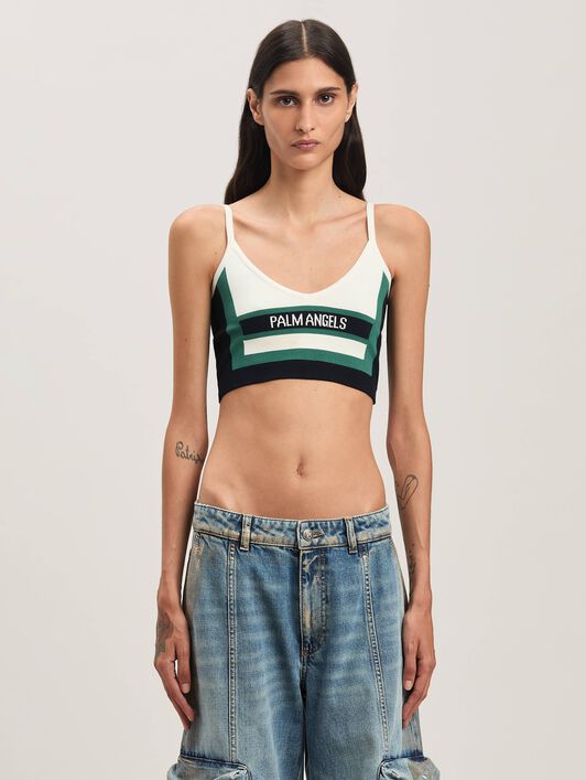 PALM ANGELS  Racing Tank top NAVY BLUE - OFF WHITE PWHT027S25KNI001
