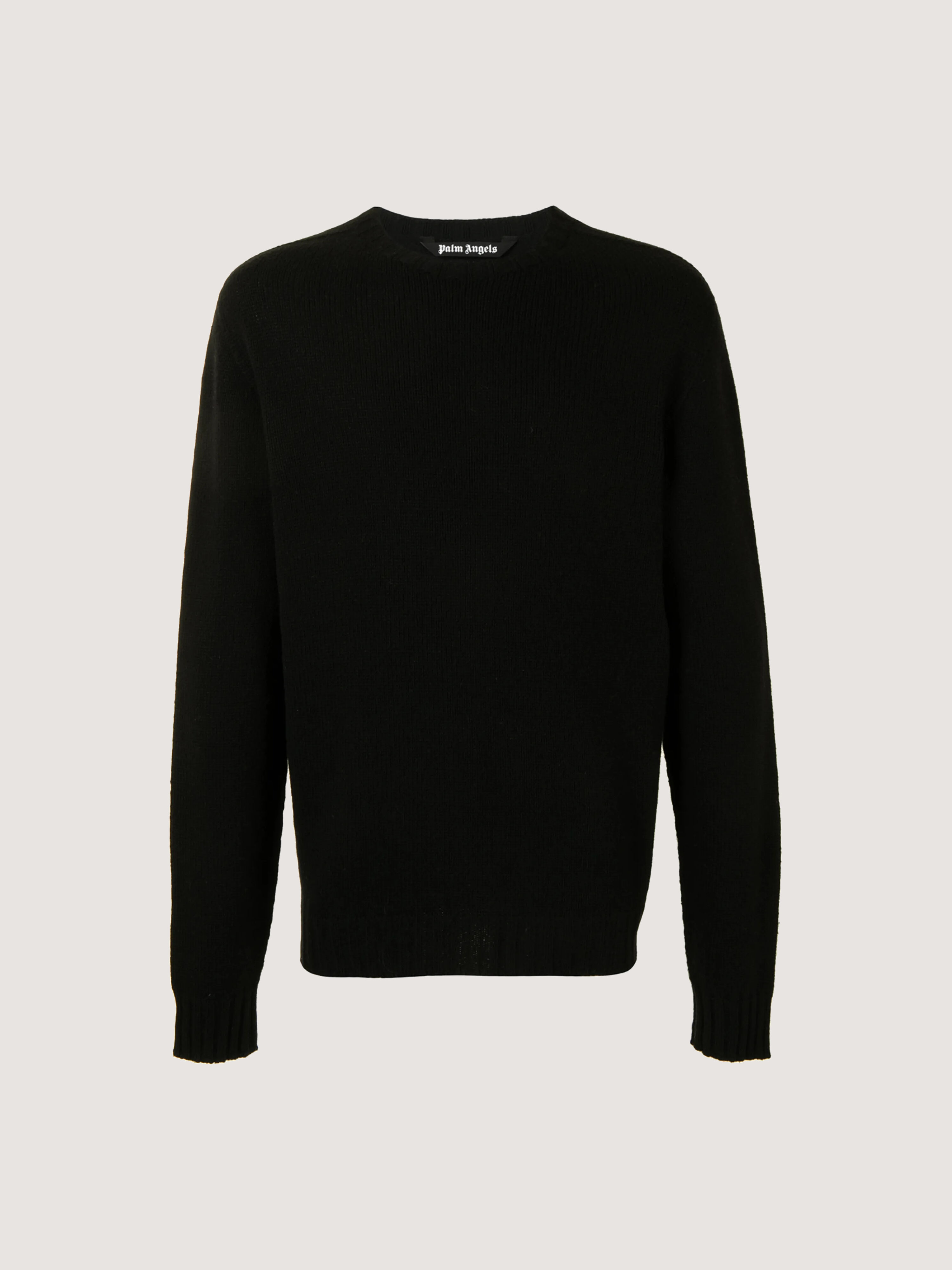 【正規品】Palm Angels 黒ニット サイズL Curved Logo Sweater in BLACK WHITE for Men | Palm Angels®