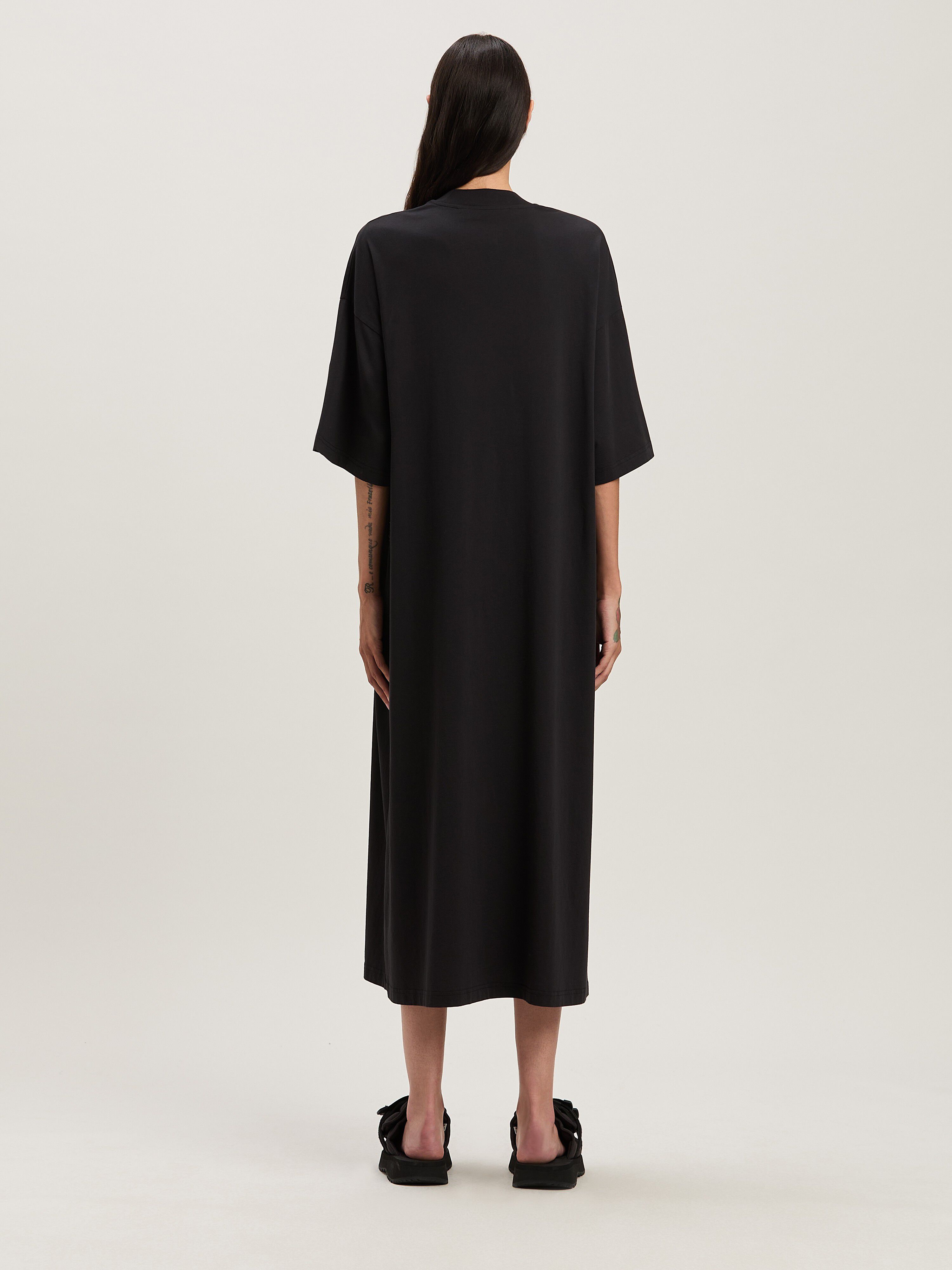 PALM ANGELS  Curved logo oversize T-shirt dress BLACK - FUCHSIA PWDH008S25JER001