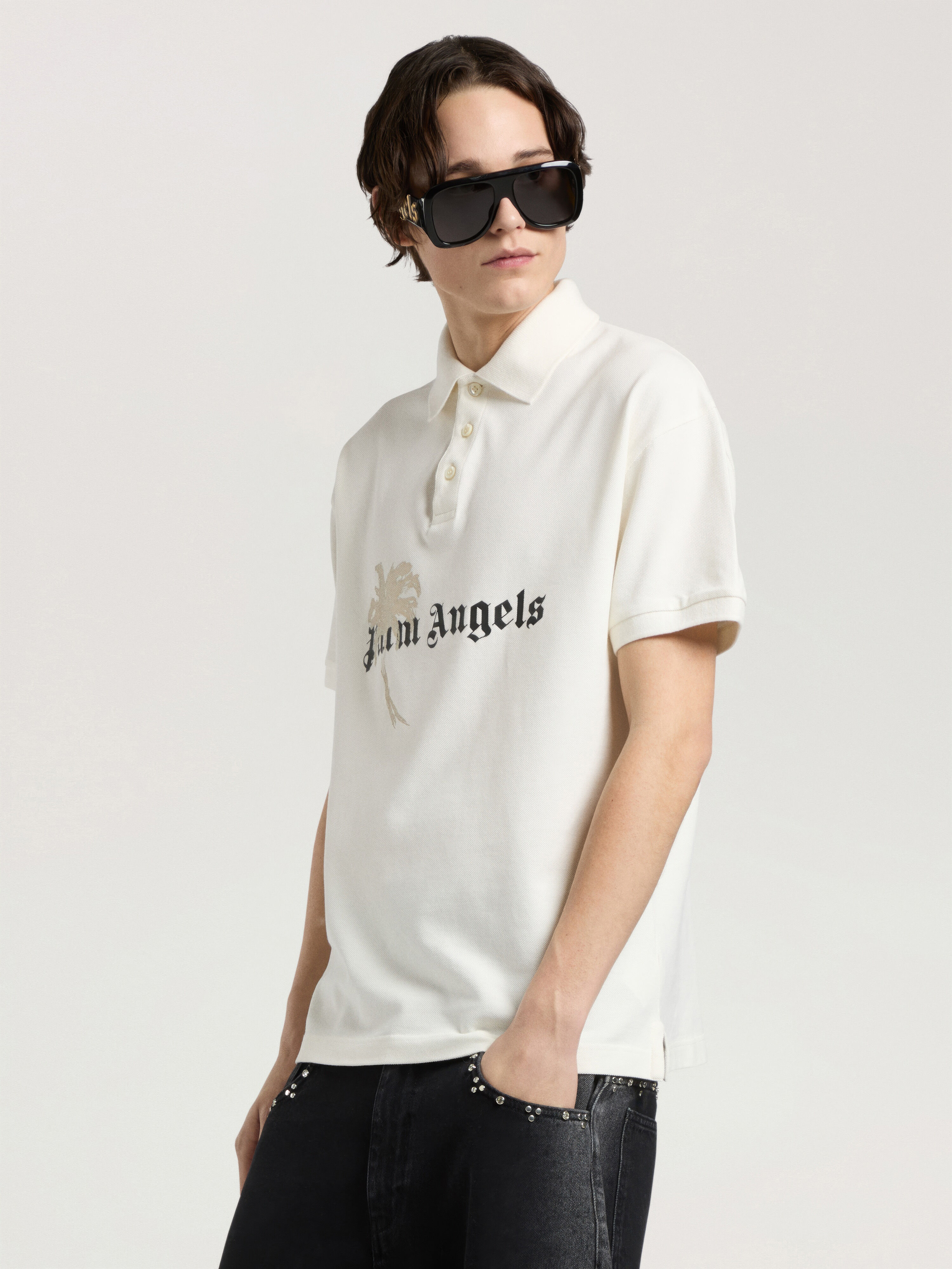 Palm Drift Polo S/S PALM ANGELS Palm Drift Polo S/S OFF WHITE - BLACK PAMGB02W26FB06