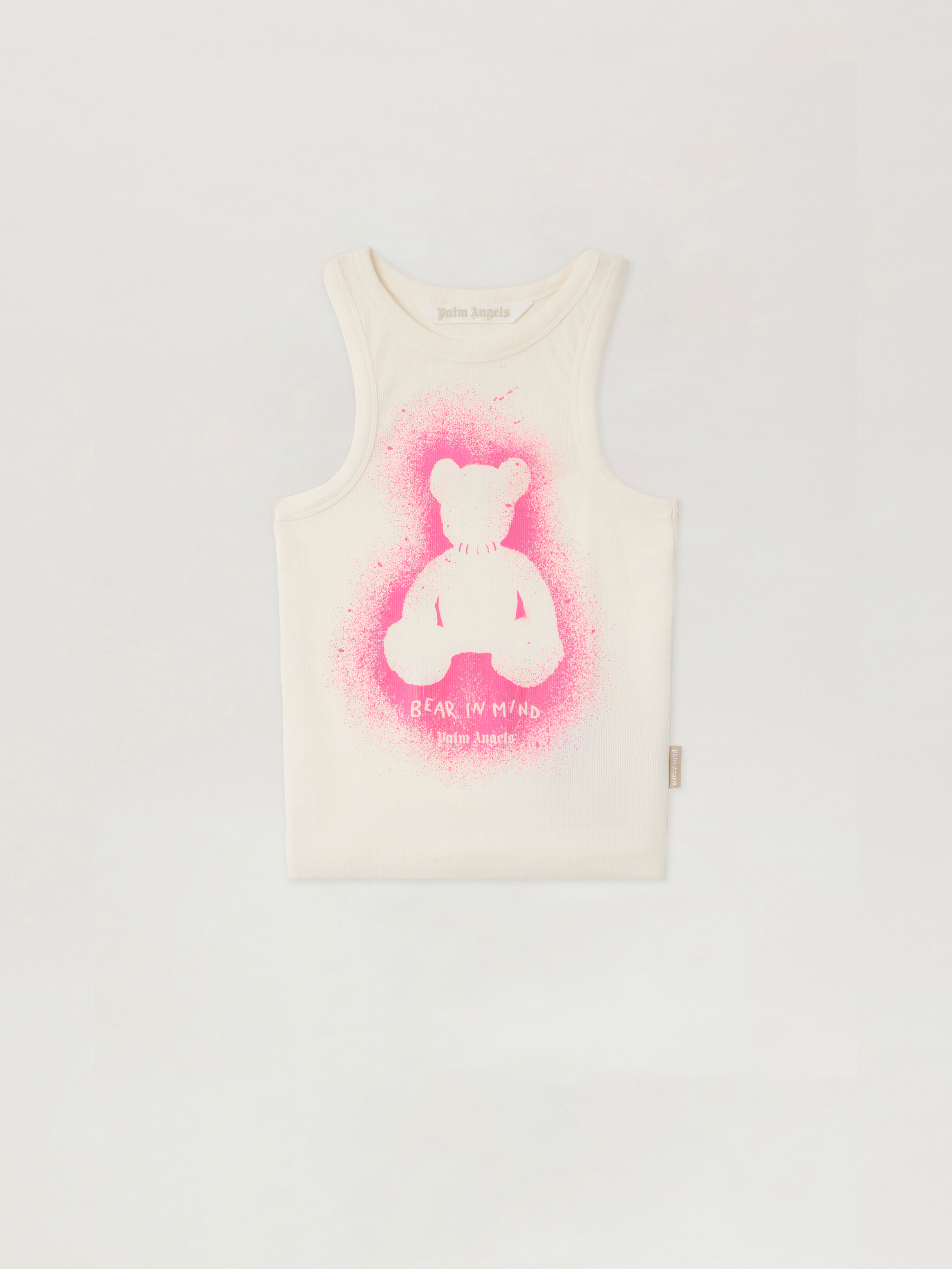 PALM ANGELS Spray Bear Tank Top OFF WHITE - FUCHSIA FLUO PWAC024F25FAB001