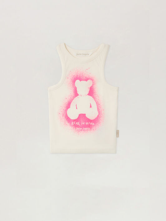 Spray Bear Tank Top PALM ANGELS Spray Bear Tank Top OFF WHITE - FUCHSIA FLUO PWAC024F25FAB001