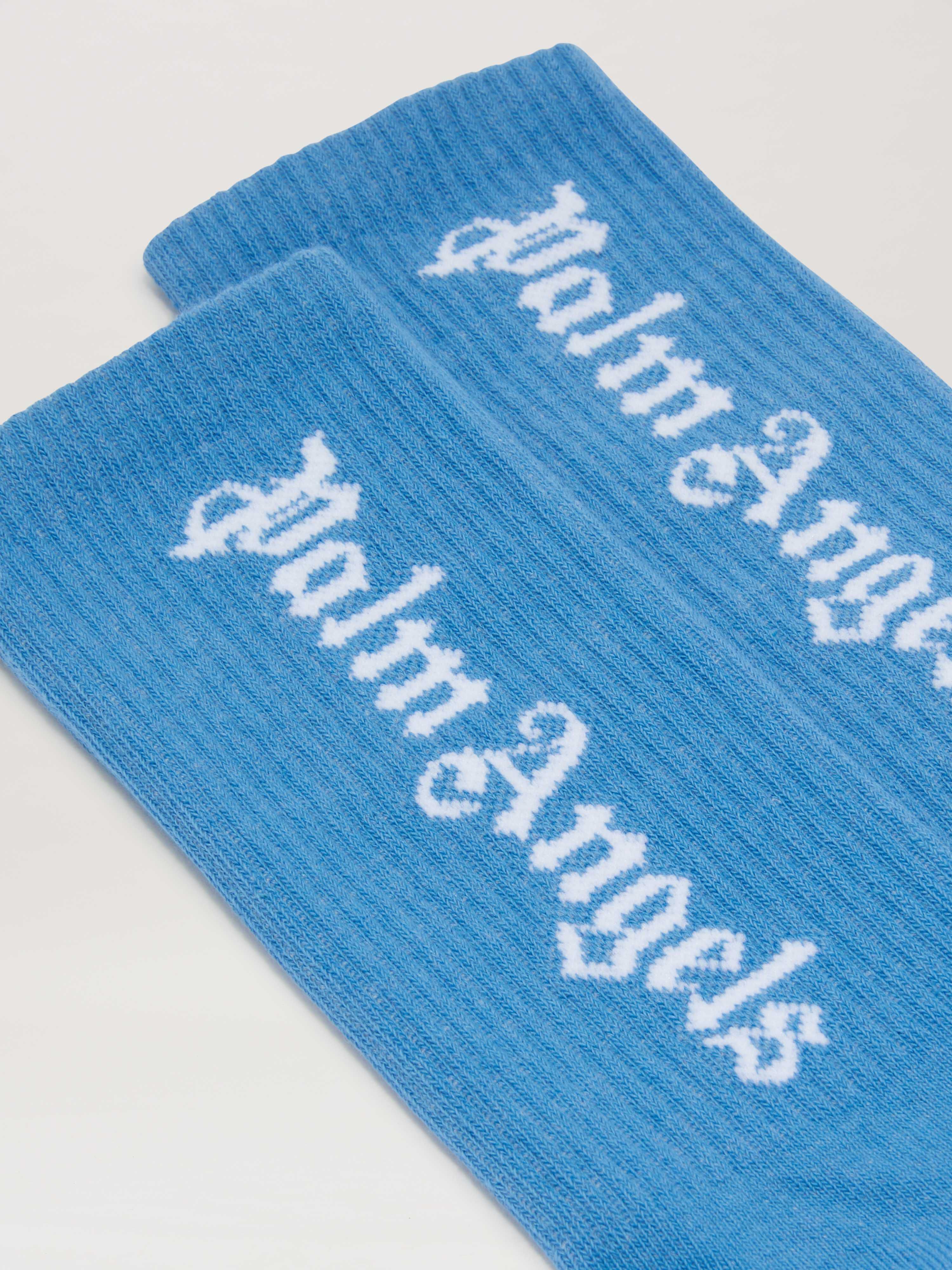 PALM ANGELS  Socks with logo AZZURRO POLVERE OFF WHITE PBRA005C99KNI004