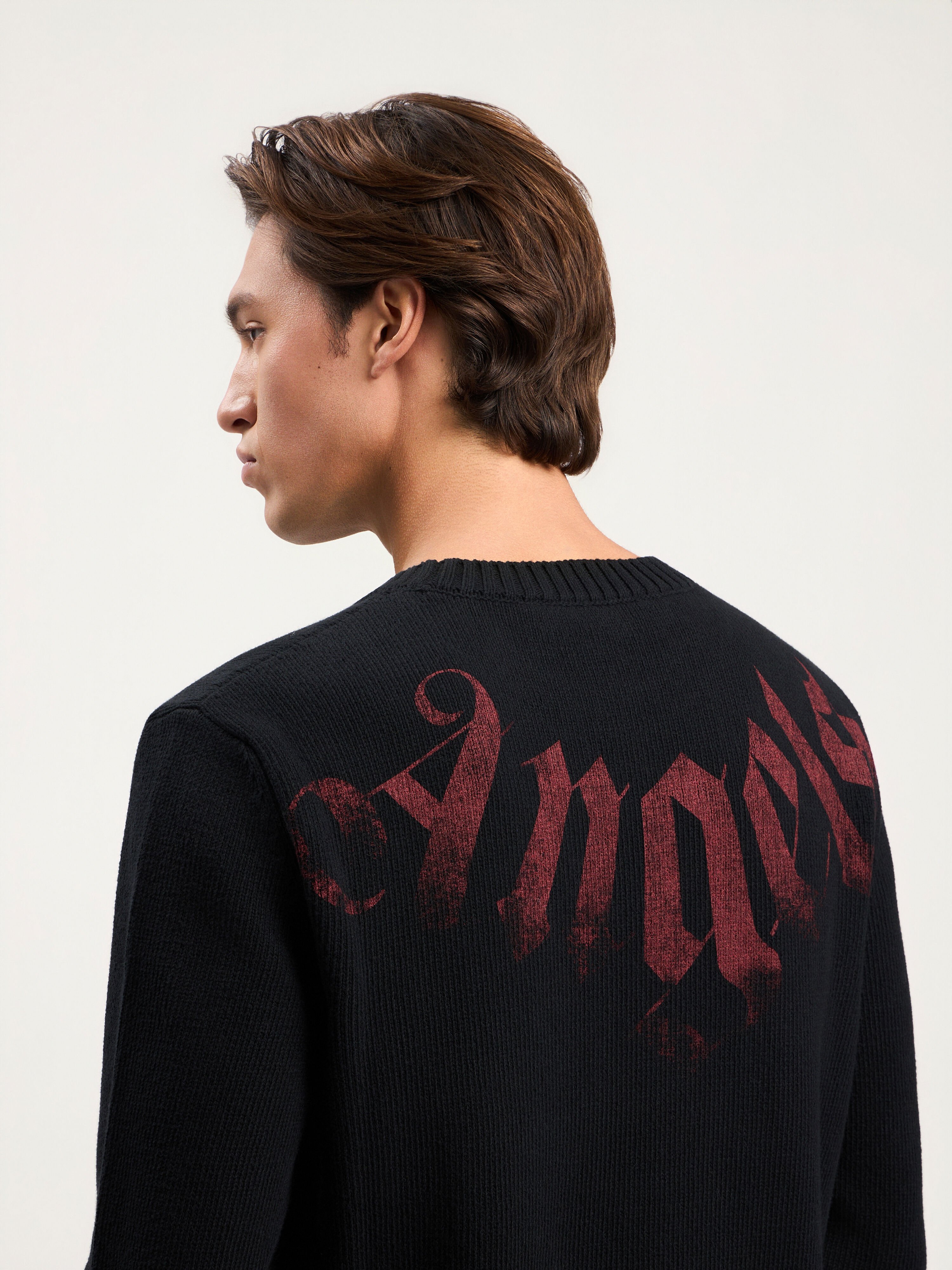 Big Neck Logo Sweater PALM ANGELS Big Neck Logo Sweater BLACK BURGUNDY PMHE08CS26KNI001