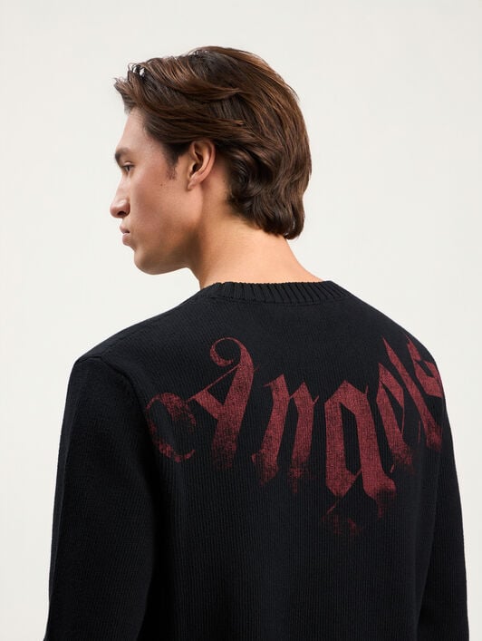 Big Neck Logo Sweater PALM ANGELS Big Neck Logo Sweater BLACK BURGUNDY PMHE08CS26KNI001