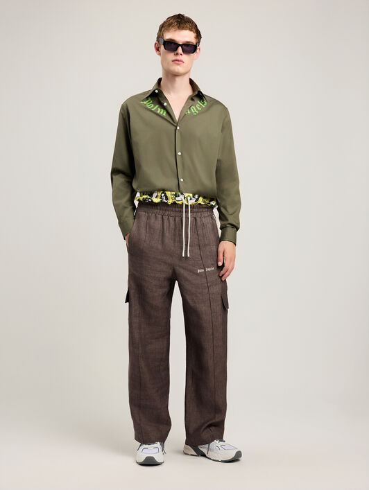 PALM ANGELS Classic Logo Track Pants BROWN OFF WHITE PMCF03CS26FAB001