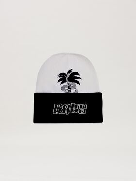 PALM ANGELS  Lunar New Year Beanie BLACK - OFF WHITE PMBA080G25FLE001