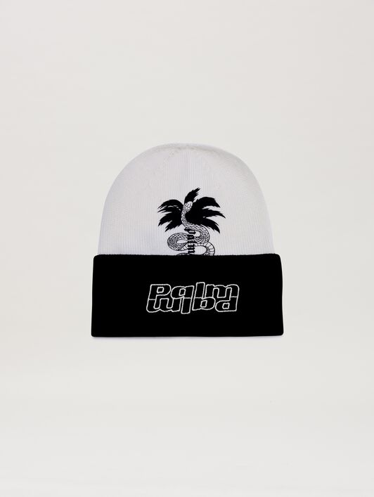 PALM ANGELS  Lunar New Year Beanie BLACK - OFF WHITE PMLC035G25KNI001