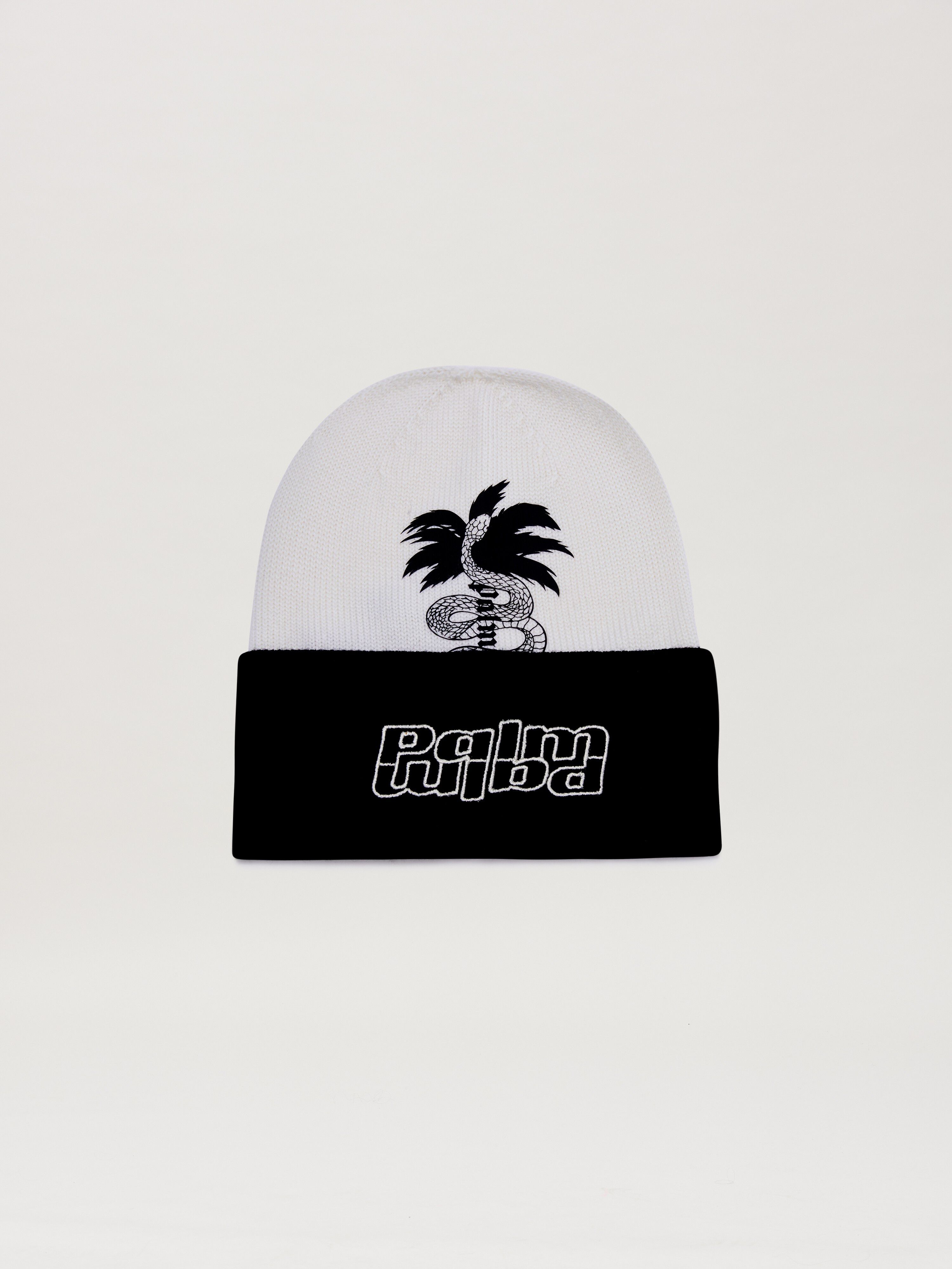 PALM ANGELS  Lunar New Year Beanie BLACK - OFF WHITE PMLC035G25KNI001