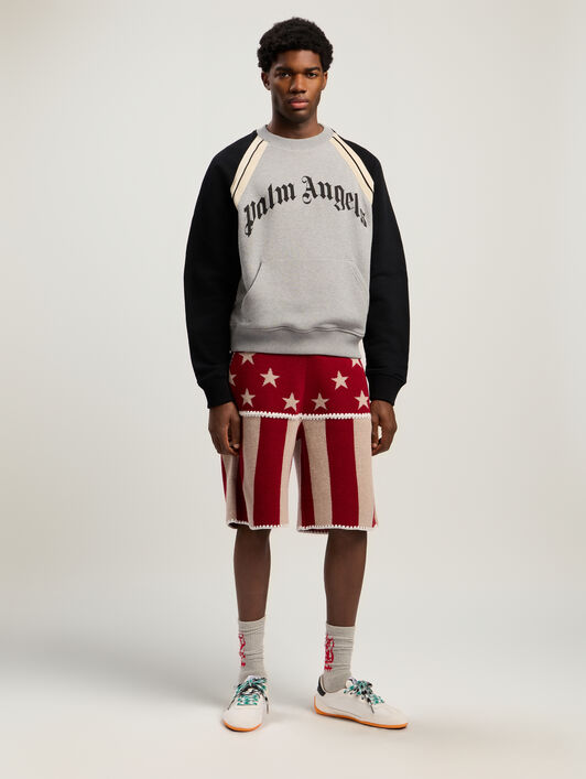 Curved Logo Track Crew PALM ANGELS Curved Logo Track Crew GREY MELANGE - BLACK PMBA08LF25FLE001