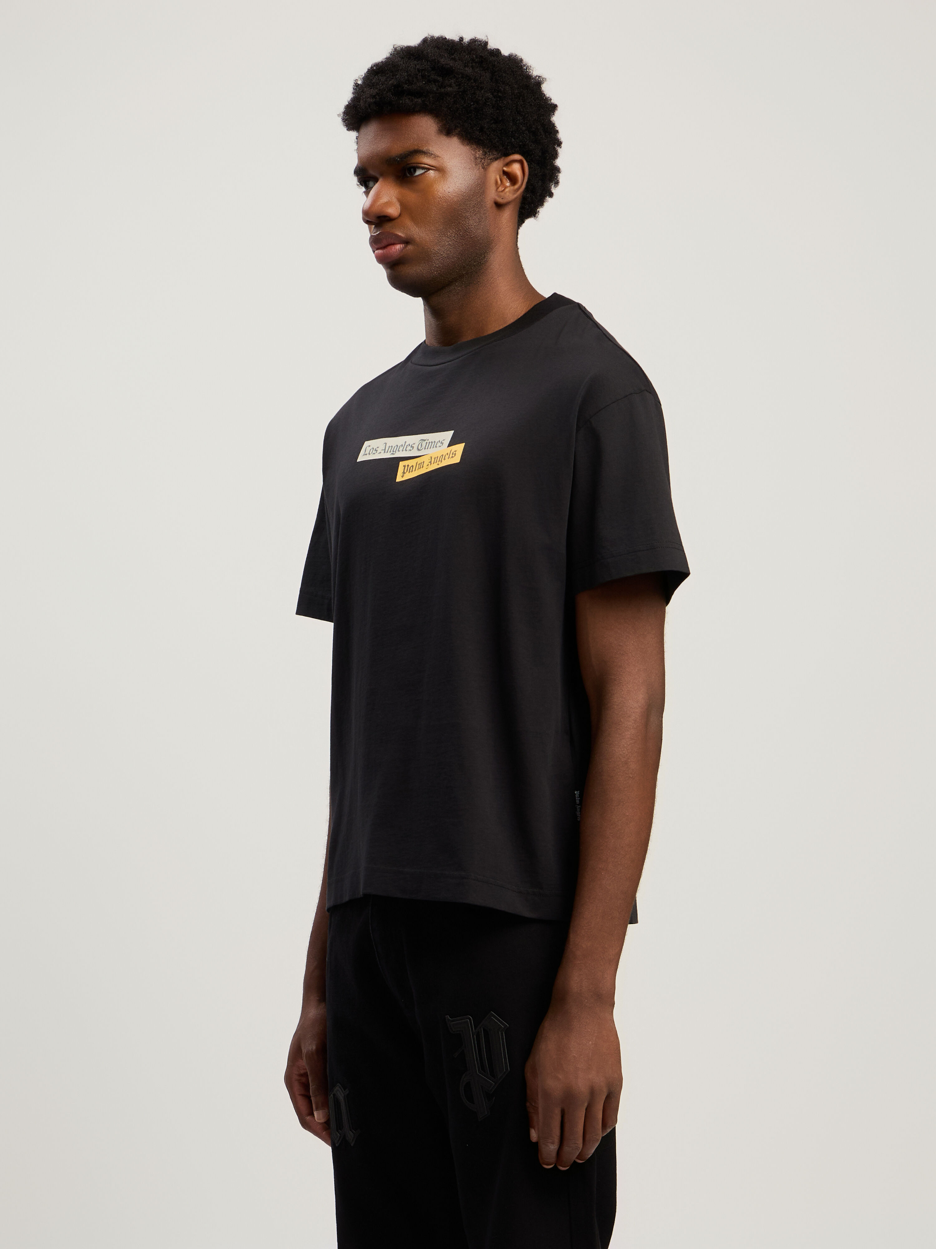 PALM ANGELS Paxlatimes Reg T-Shirt BLACK - MULTICOLOR PMAA109F25JER004