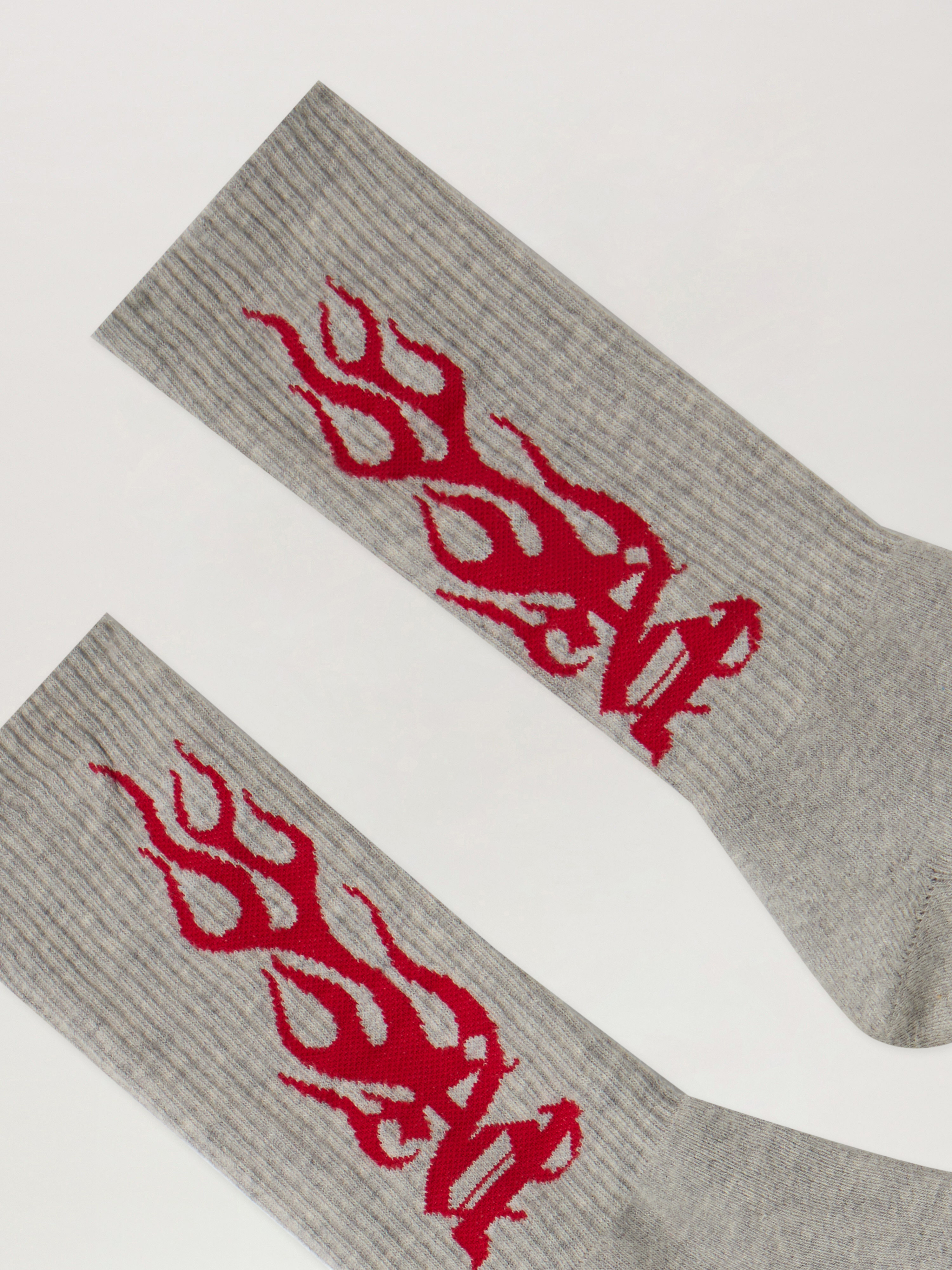  Palm Angels Flames Jacquard Socks Man  Grey Melange - Red 