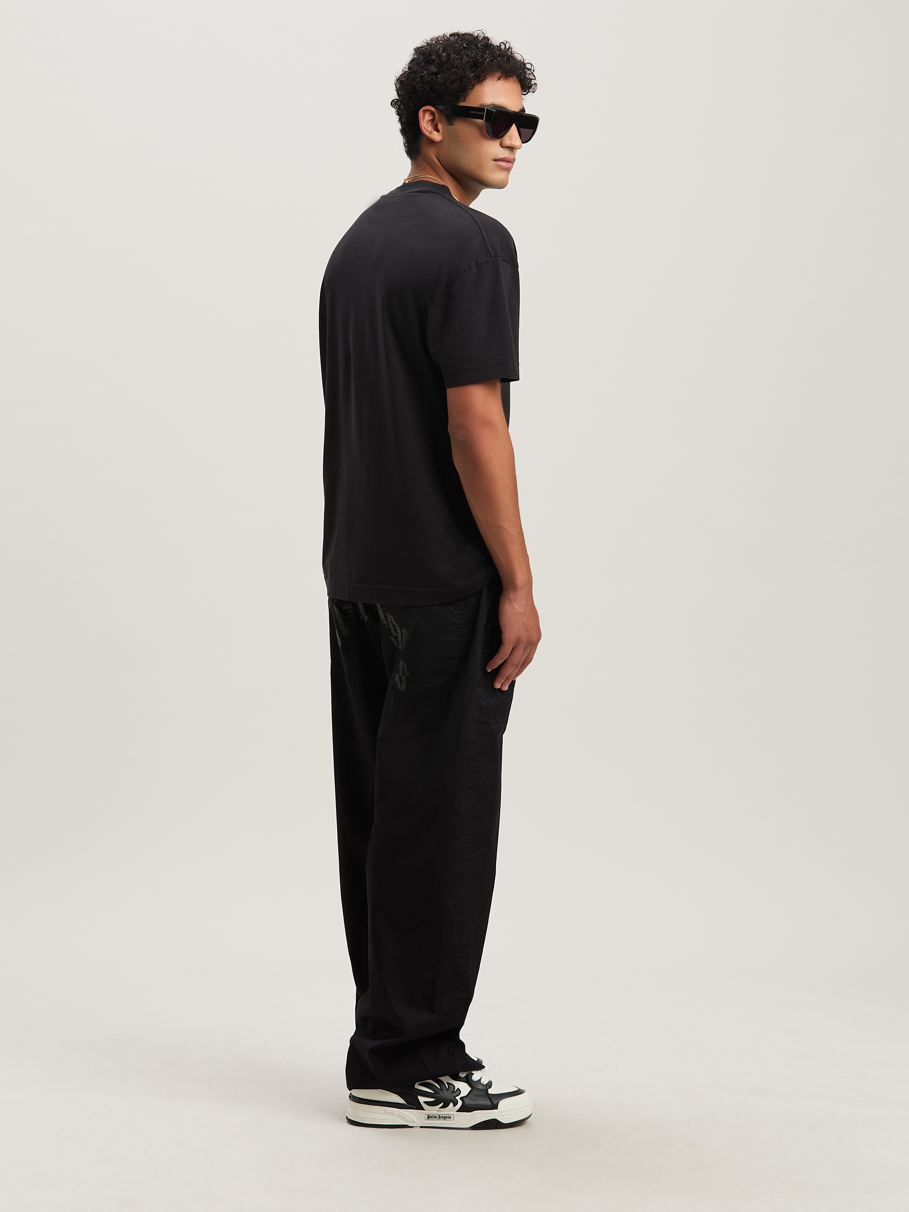 Palm Angels Black Pxp Washed Palm Chino Trousers