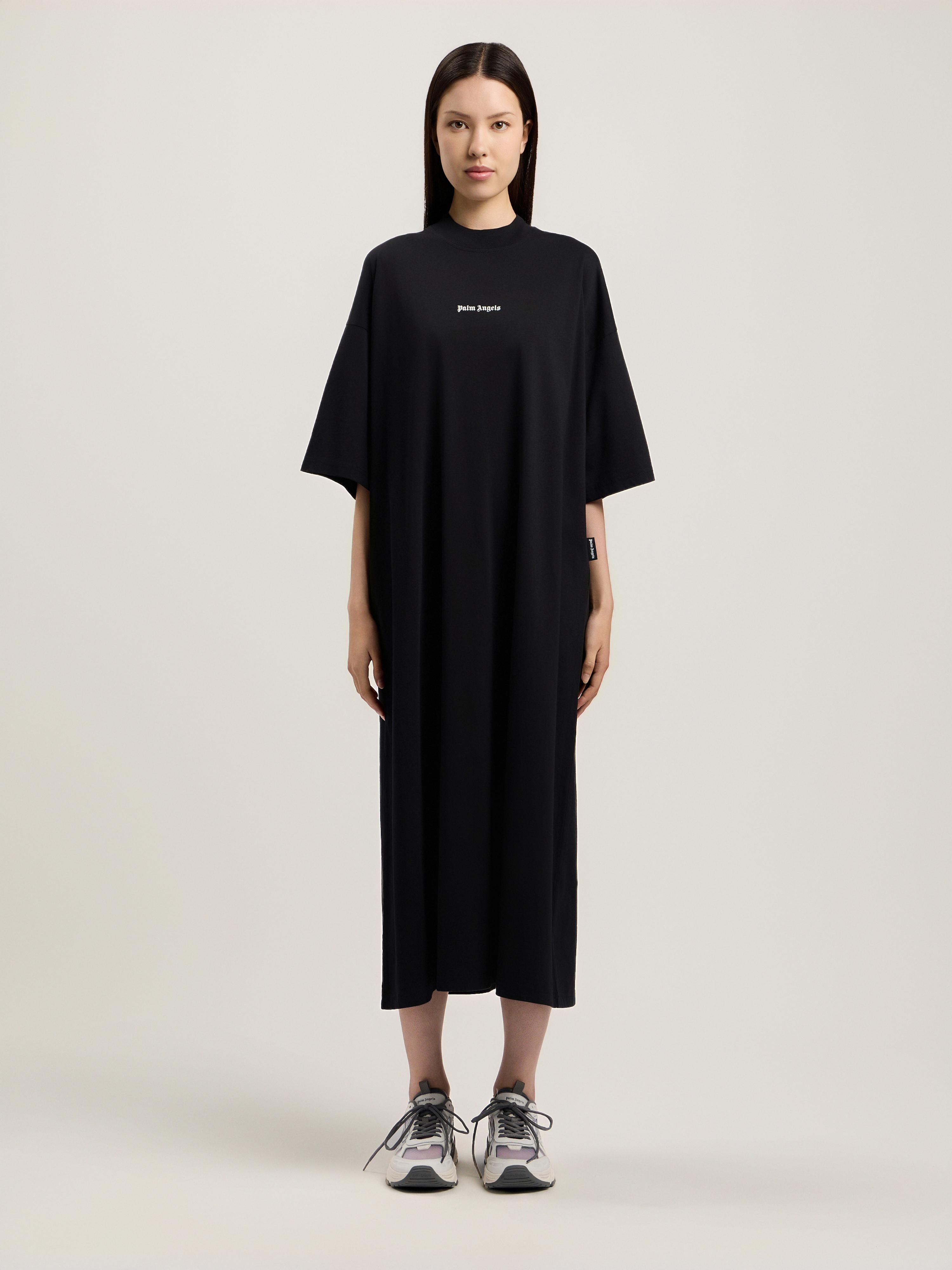 Palm Angels Milan La T-shirt Midi Dress In Black