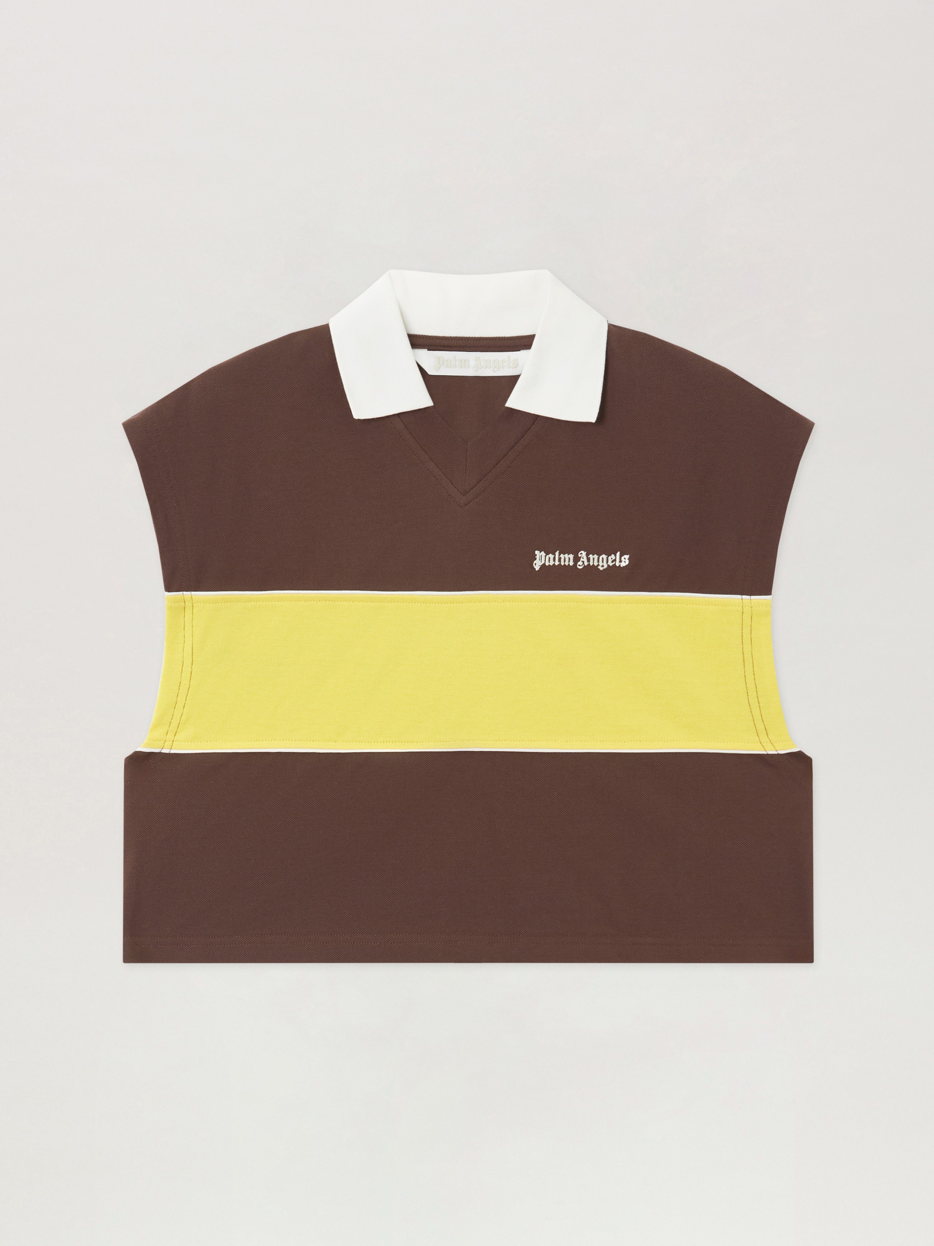 Classic Logo Boxy Polo in BROWN YELLOW for Women | Palm Angels®