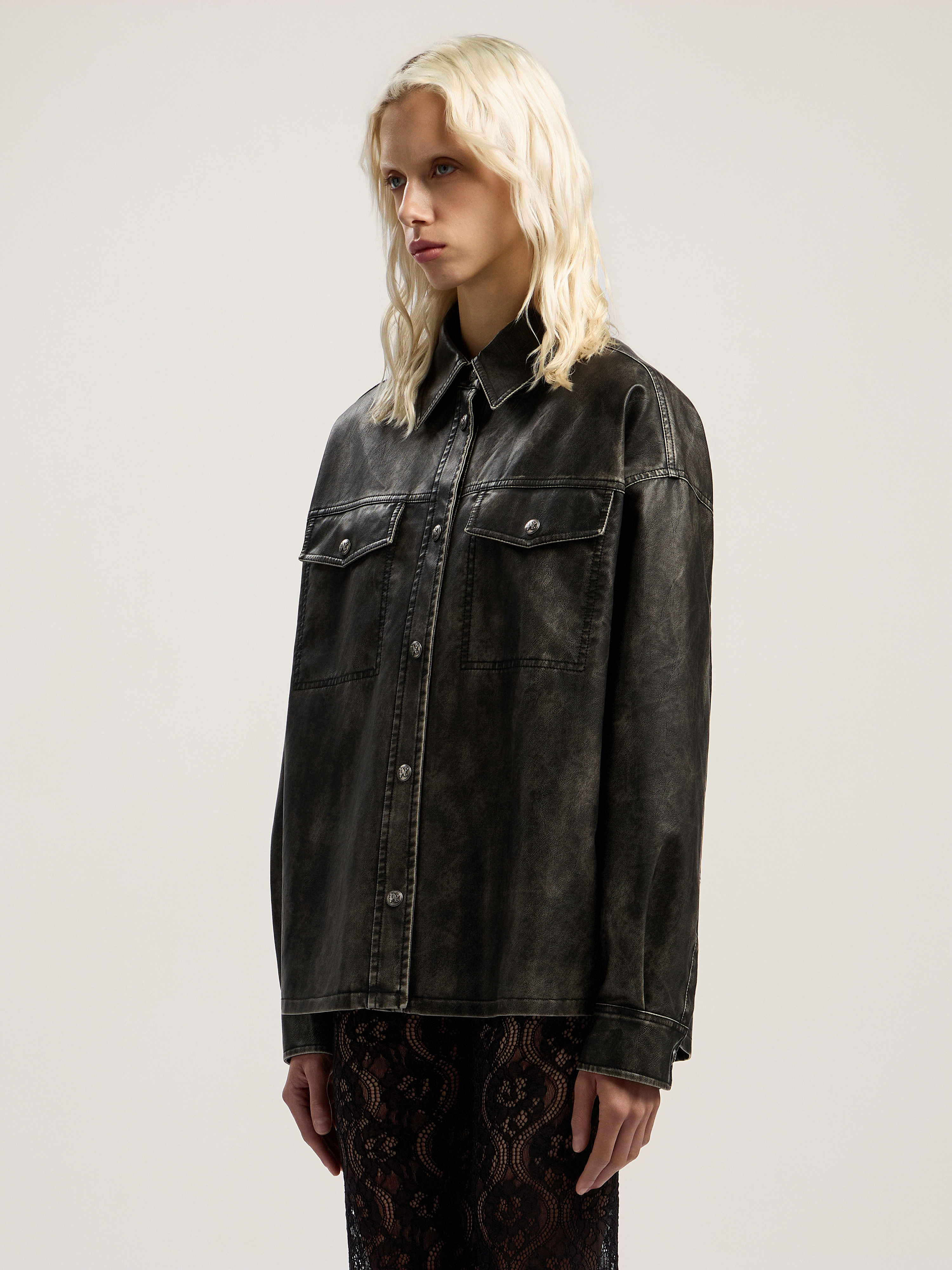 Palm Angels Curved Logo Coated Overshirt In Multi