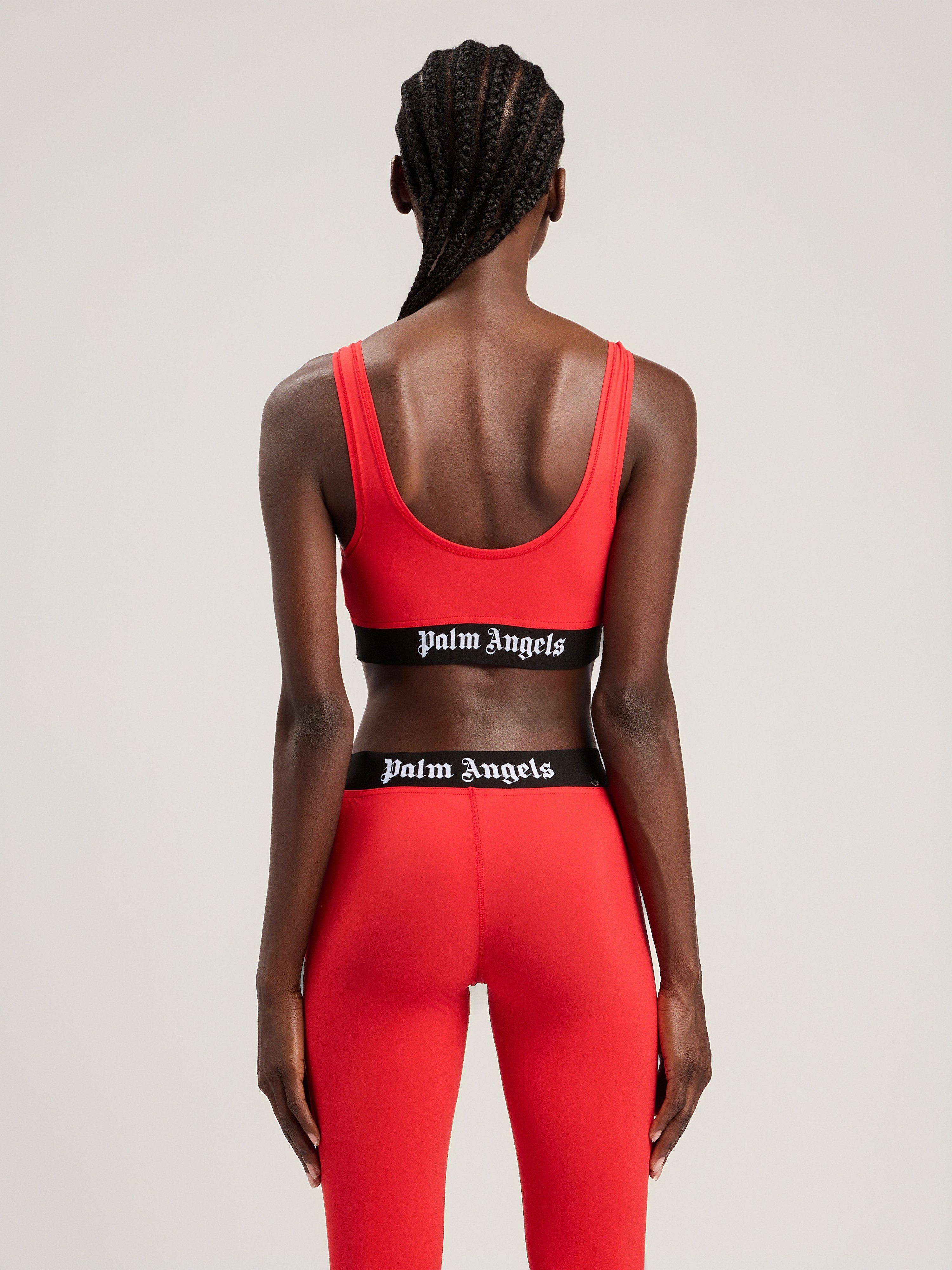 Palm Angels Red Logo Scoop Neck Tank Top In Black
