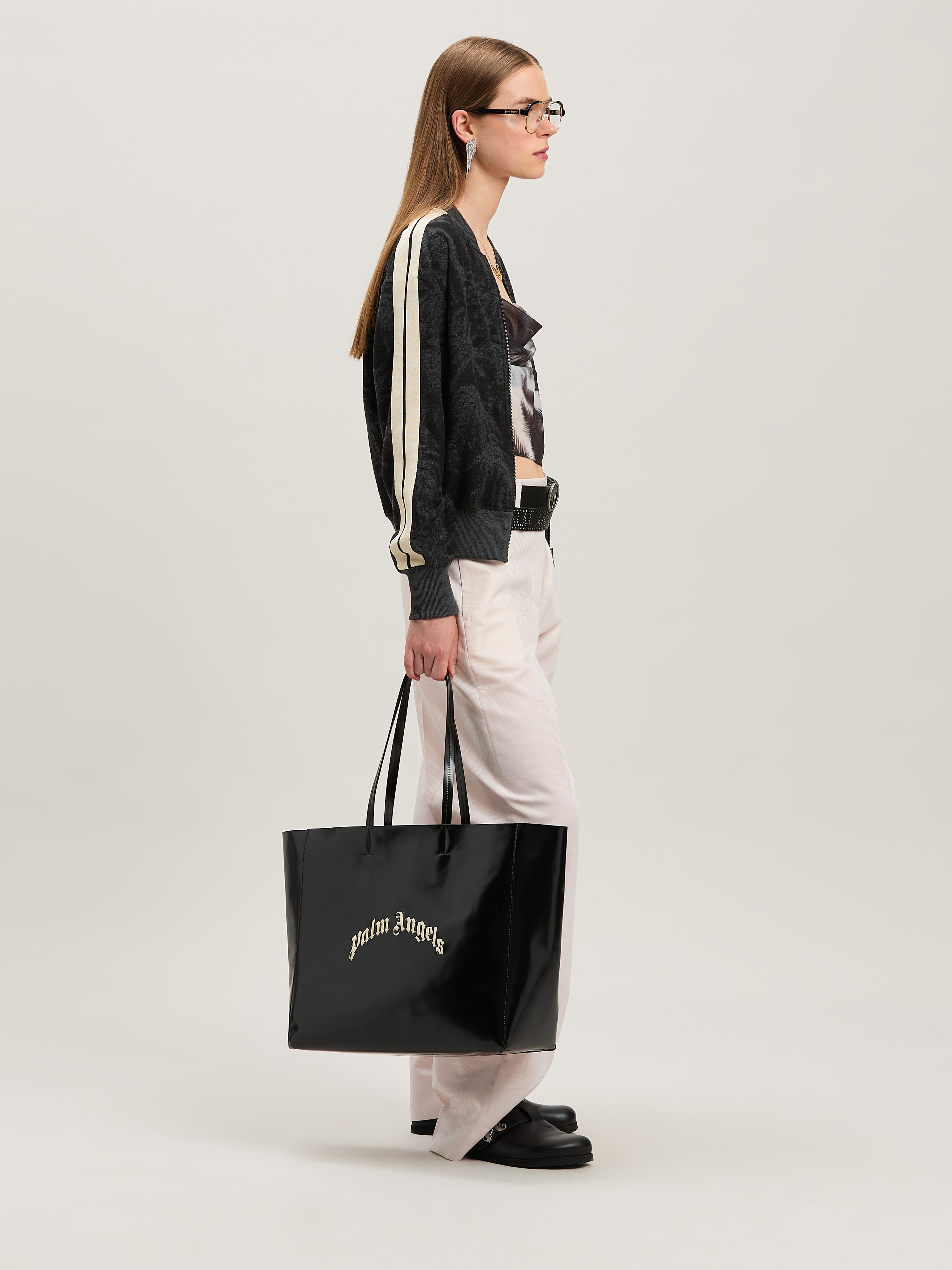 Palm Angels Curved Logo Shopping Bag