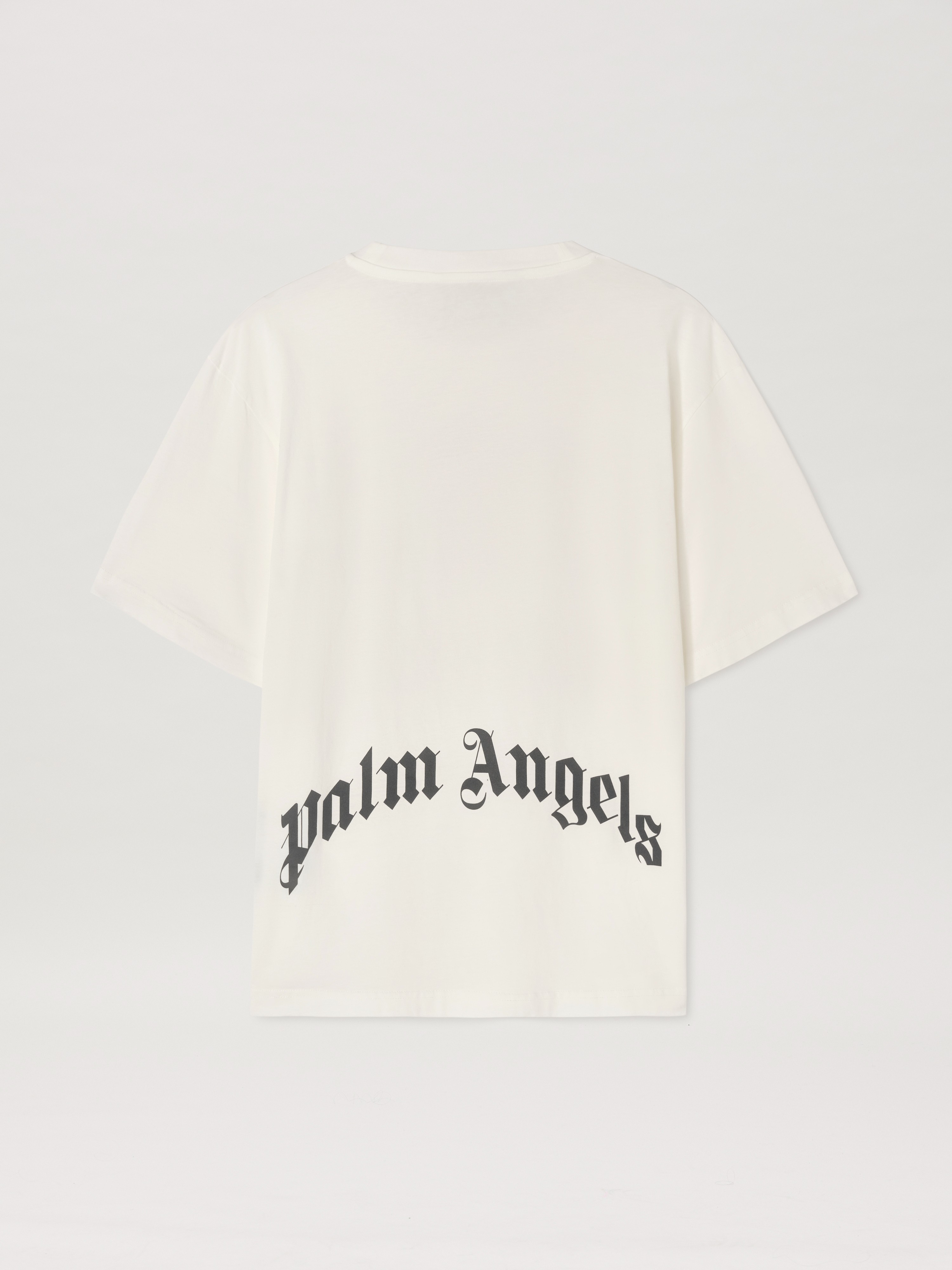 Palm Angels White Black Curved Logo T-shirt