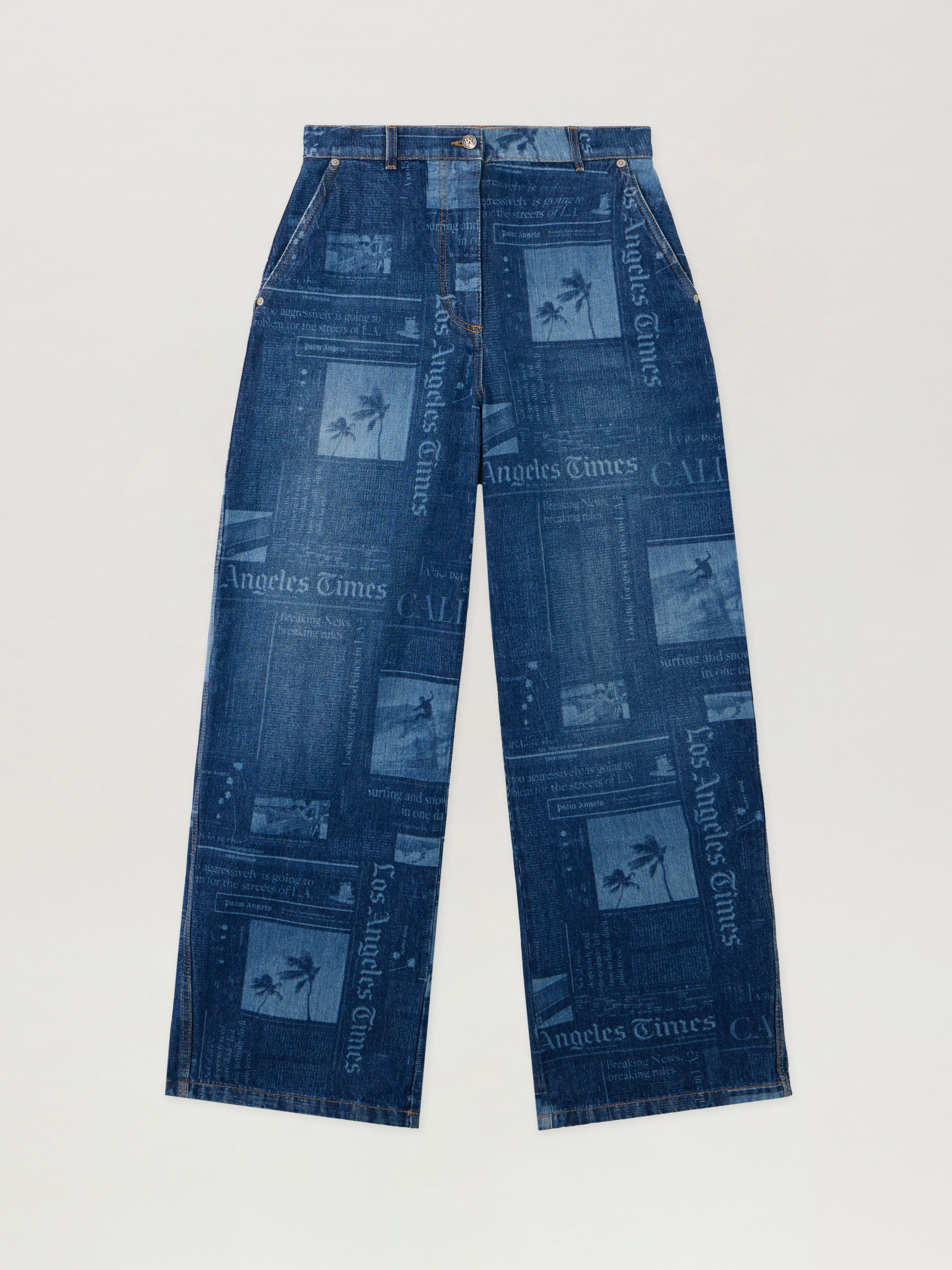 PaxLaTimes Baggy Denim Pants in MEDIUM BLUE - DUSTY BLUE for Women