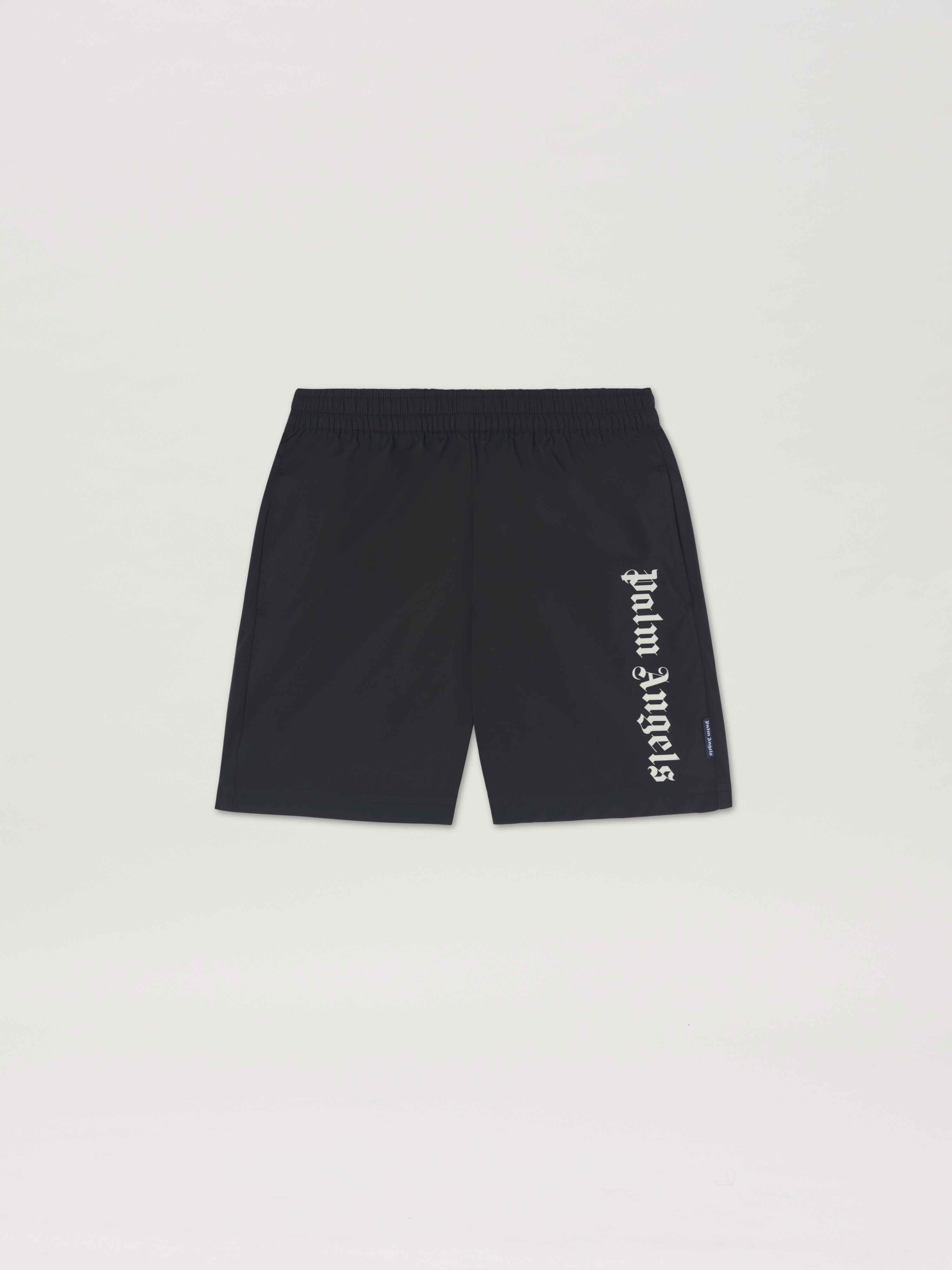 【関税込み】PALM ANGELS POLYESTER BERMUDA SHORTS OVERLOGO LONG BEACHWEAR SHORT BLACK - OF in BLACK - OFF